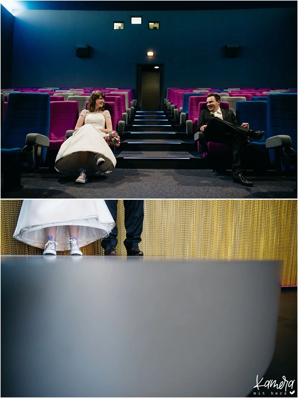 Moderne Hochzeitsfotos im Kino