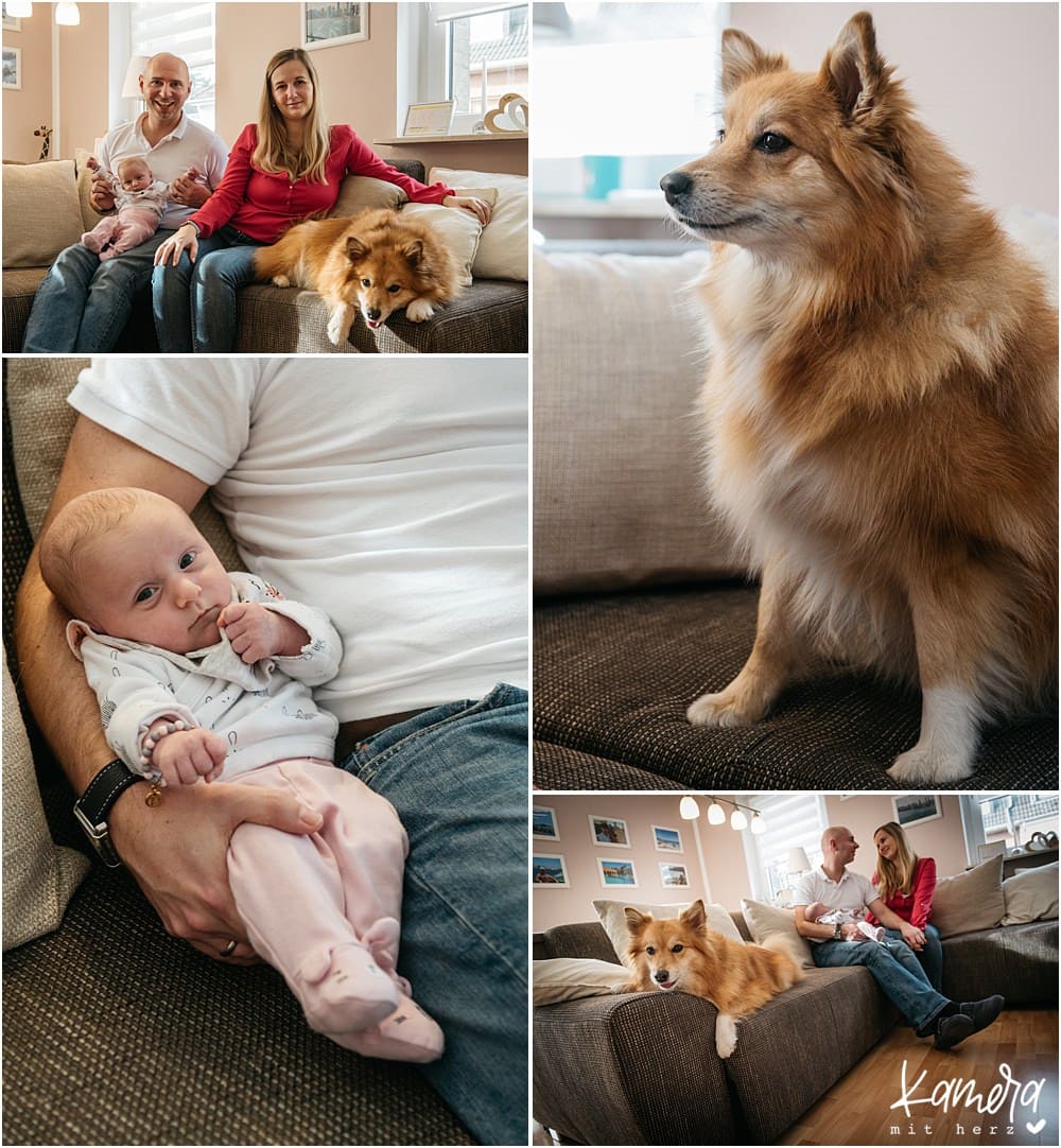 Neugeborenenshooting zuhause mit Hund in Köln