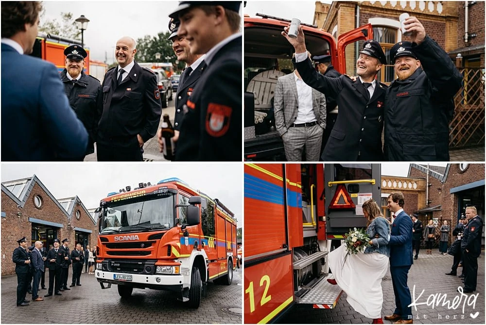 Sektempfang Hochzeit bei der Feuerwehr