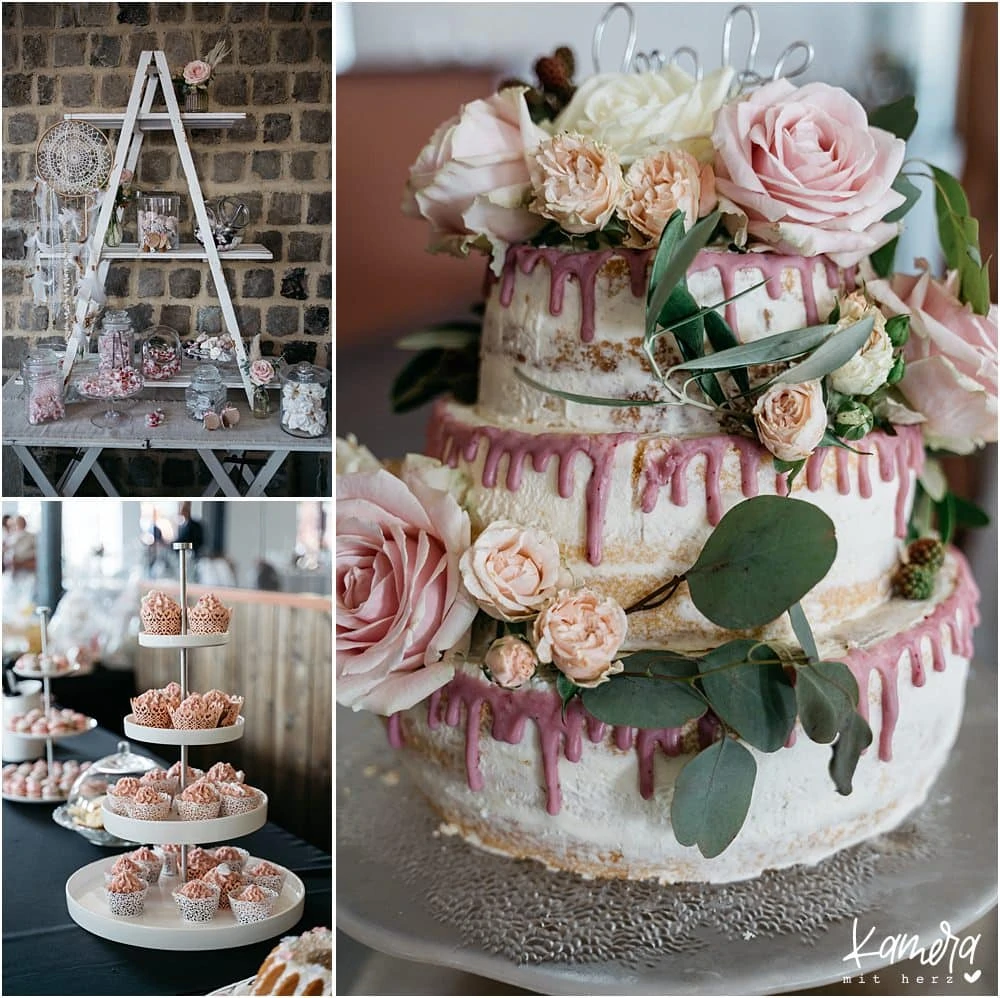 Hochzeitstorte und Cupcakes