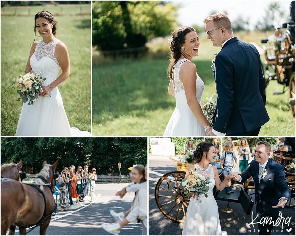 Landhochzeit mit Pferdekutsche