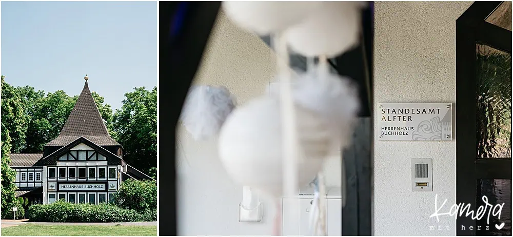 Hochzeitsfotos im Herrenhaus Buchholz - Aussenansicht