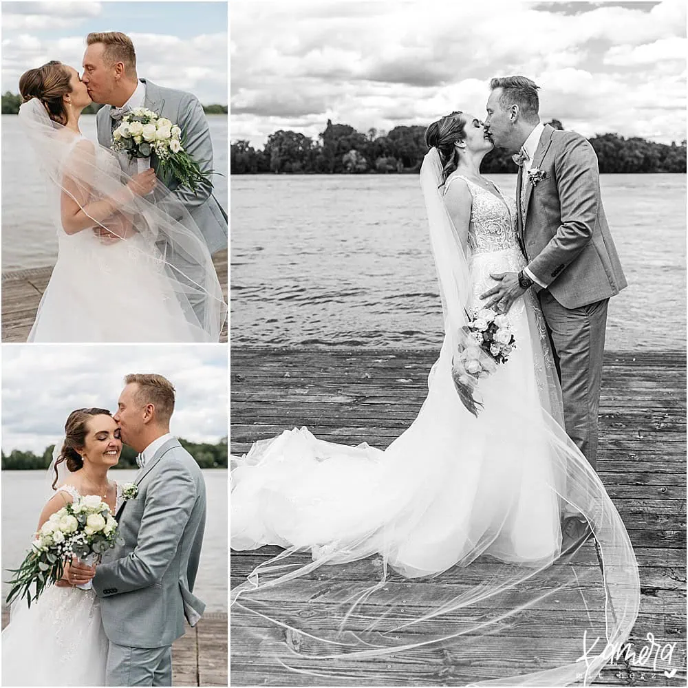 Brautpaar beim Fotoshooting am Rhein