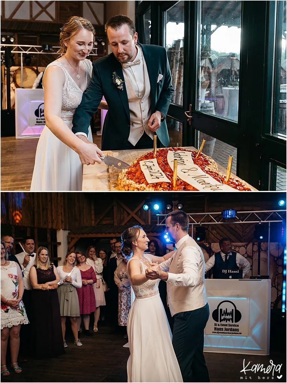 Hochzeit im Krewelshof in Lohmar - Hochzeitsfotograf - Torte und Tanz