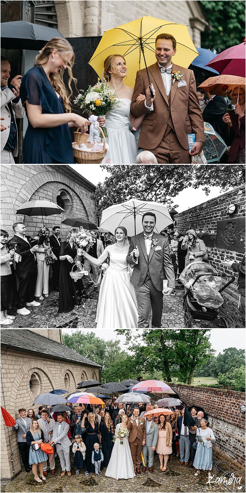 Gruppenfoto Hochzeitsgesellschaft bei Regen