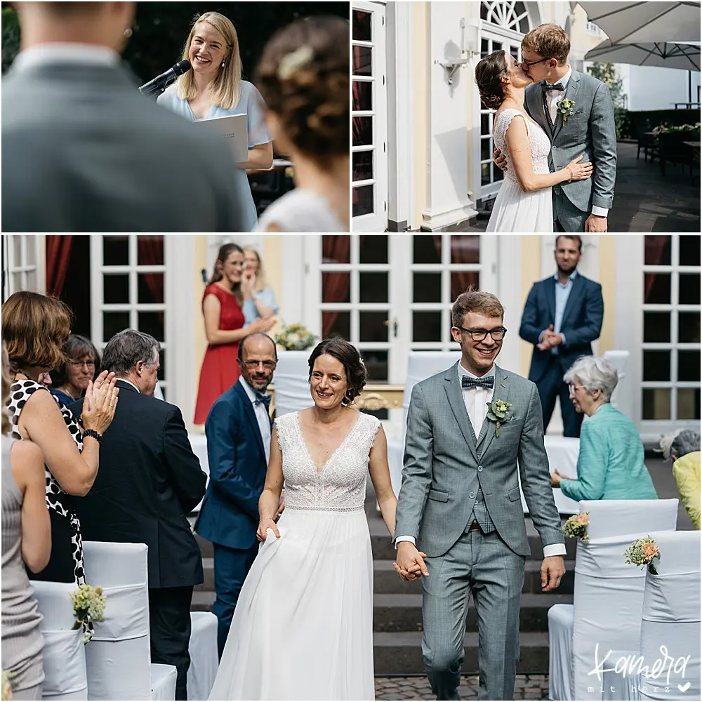 Hochzeitskuss und Auszug des Brautpaares